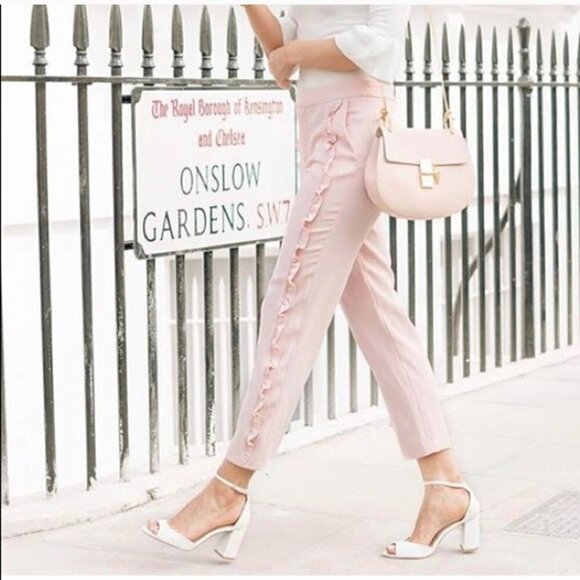 Zara | Pink Frill Trousers - Picture 2 of 10